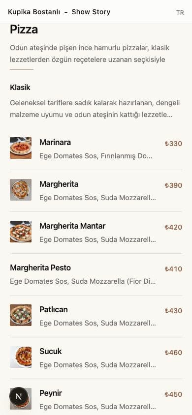 Kupika menüsü